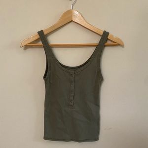 SOLD Abercrombie & Fitch Green Olive Tank Top Women’s Buttons Ribbed Size XS
